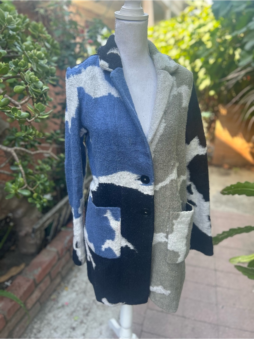 NIC+ZOE Colorblocked Knit Blazer in Blue, Black & Gray